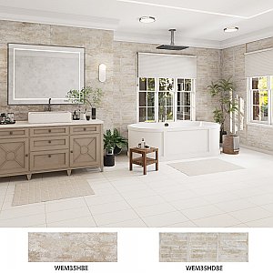 Habanera Beige 11-7/8" x 35-1/2" Ceramic Wall Tile - 5 Tiles Per Case - 14.75 Square Feet