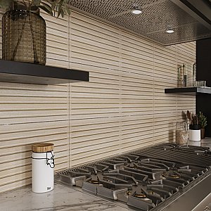 Spa Beige 11-7/8" x 35-1/2" Ceramic Wall Tile - 5 Tiles Per Case - 14.75 Square Feet