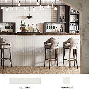 Menorca White 2-1/2" x 12-7/8"   Ceramic Wall Tile - 28 Tiles Per Case - 6.44 Square Feet