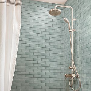 Coco Glossy Blue Grass 2" x 5-7/8" Porcelain Wall Tile - 66 Tiles Per Case - 5.94 Sq. Ft.
