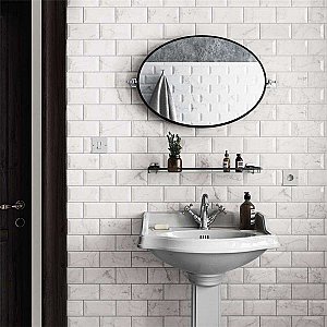 Classico Carrara Glossy Metro 3" x 6" Ceramic White Tile - Sold Per Case of 44 - 6.03 Square Feet Per Case