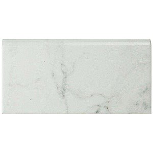 Classico Carrara Matte Bullnose 3" x 6" Ceramic Wall Trim-  Marble Look -Sold Per Piece - .06 Square Feet Per Piece