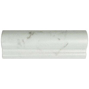 Classico Carrara Matte London Chairrail 2" x 6" Ceramic Wall Trim - Marble Look - Sold Per Piece - .08 Square Feet Per Piece