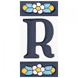 Sevillano Flora Address Letter R 2-1/8" x 4-3/8" Ceramic Wall Tile - Sold by the individual piece