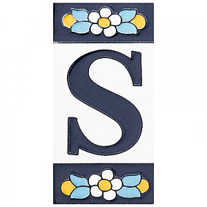 Sevillano Flora Address Letter S 2-1/8" x 4-3/8" Ceramic Wall Tile - Sold by the individual piece