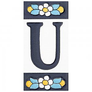 Sevillano Flora Address Letter U 2-1/8" x 4-3/8" Ceramic Wall Tile - Sold by the individual piece