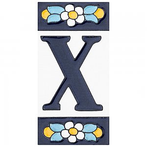 Sevillano Flora Address Letter X 2-1/8" x 4-3/8" Ceramic Wall Tile - Sold by the individual piece