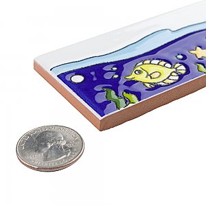 Captain Fishie 2" x 7-7/8" Ceramic Wall Trim Tile - Sold by the individual piece