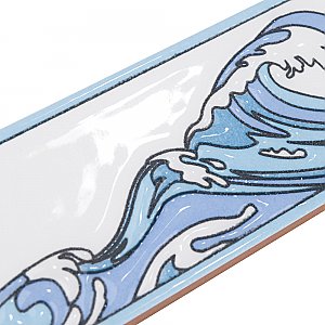 Captain Kanagawa Wave Glacier Blue 2" x 7-7/8" Ceramic Wall Trim Tile - Sold by the individual piece