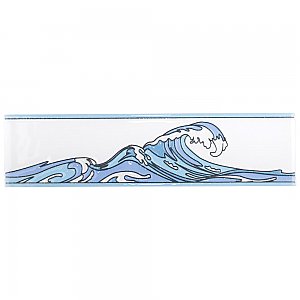 Captain Kanagawa Wave Glacier Blue 2" x 7-7/8" Ceramic Wall Trim Tile - Sold by the individual piece