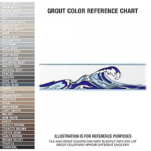 Captain Kanagawa Wave Pacific Blue 2" x 7-7/8" Ceramic Wall Trim Tile - Sold by the individual piece