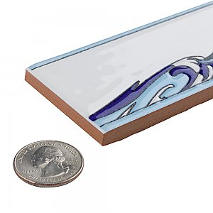 Captain Kanagawa Wave Pacific Blue 2" x 7-7/8" Ceramic Wall Trim Tile - Sold by the individual piece