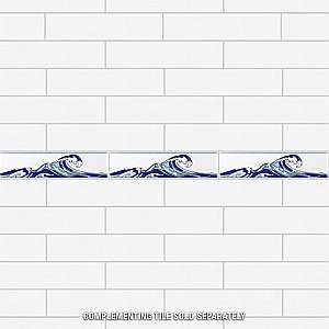 Captain Kanagawa Wave Pacific Blue 2" x 7-7/8" Ceramic Wall Trim Tile - Sold by the individual piece