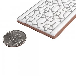Sevillano Listello Estrella White 2" x 7-7/8" Ceramic Wall Trim - Sold Individually