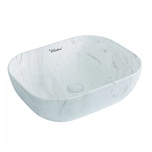 Isabella Plus Collection Rectangular Above Mount Basin with Center Drain - Carrara White