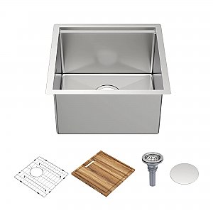 Undermount Single Bowl 16 Gauge Brushed Stainless Steel Workstation Sink With Accessories