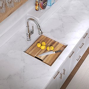 Undermount Single Bowl 16 Gauge Brushed Stainless Steel Workstation Sink With Accessories
