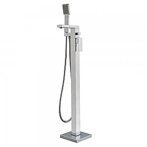 Polished Chrome Freestanding Tub Filler with Handshower
