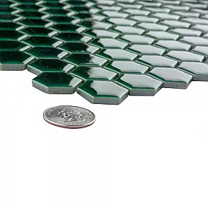 Metro Ion 1" Hex Emerald 10-1/4" x 11-7/8" Porcelain Mosaic Floor & Wall Tile - 10 Tiles Per Case - 8.6 Sq. Ft.