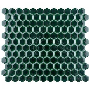 Metro Ion 1" Hex Emerald 10-1/4" x 11-7/8" Porcelain Mosaic Floor & Wall Tile - 10 Tiles Per Case - 8.6 Sq. Ft.