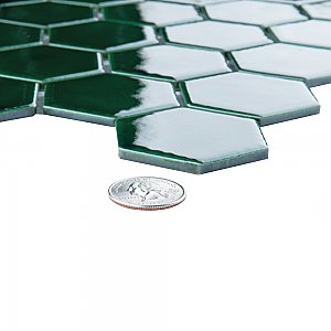 Metro Ion 2" Hex Emerald 11-1/8" x 12-5/8" Porcelain Mosaic Floor & Wall Tile - 10 Tiles Per Case - 10.0 Sq. Ft.