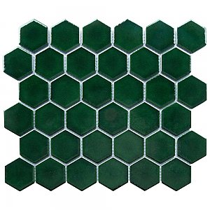 Metro Ion 2" Hex Emerald 11-1/8" x 12-5/8" Porcelain Mosaic Floor & Wall Tile - 10 Tiles Per Case - 10.0 Sq. Ft.
