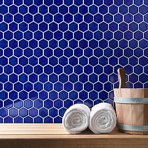 Metro Ion 2" Hex Sapphire 11-1/8" x 12-5/8" Porcelain Mosaic Floor & Wall Tile