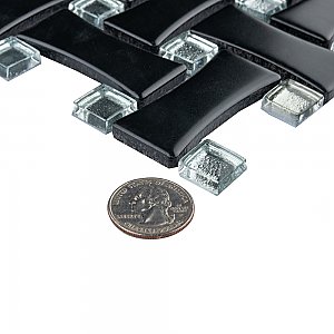 Metro Dog Bone Basketweave Matte Black/Silver Glass Dot 10" x 10" Porcelain Mosaic Tile - 10 Tiles Per Case - 7.1 Sq. Ft.