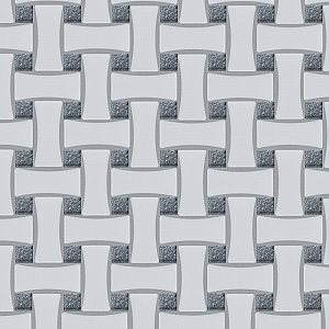 Metro Dog Bone Basketweave Matte White/Silver Glass Dot 10" x 10" Porcelain Mosaic Tile - 10 Tiles Per Case - 7.1 Sq. Ft.
