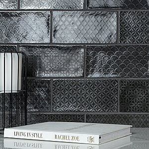 Camden Decor Nero Charcoal 4" x 8" Ceramic Subway Wall Tile - Sold Per Case of 50 - 11.90 Square Feet