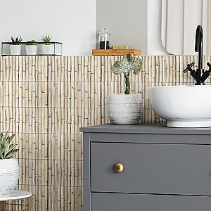 Bamboo Haven Sandy White 5-7/8" x 11-7/8" Ceramic Wall Tile - 20 Tiles Per Case - 9.8 Sq. Ft.