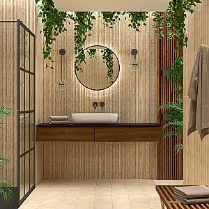 Bamboo Haven Tiki Cream 5-7/8" x 11-7/8" Ceramic Wall Tile - 20 Tiles Per Case - 9.8 Sq. Ft.