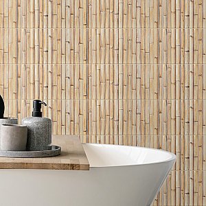 Bamboo Haven Tiki Cream 5-7/8" x 11-7/8" Ceramic Wall Tile - 20 Tiles Per Case - 9.8 Sq. Ft.