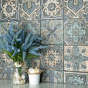 Mandala Decor Mix 7-7/8" x 7-7/8" Ceramic Wall Tile - 25 Tiles Per Case - 11.0 Sq. Ft.