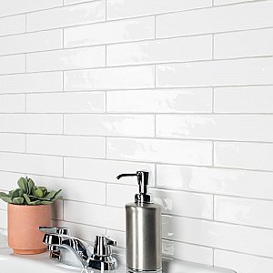 Chester Bianco 2" x 10" Ceramic Wall Tile - 96 Tiles Per Case - 13.44 Sq. Ft.