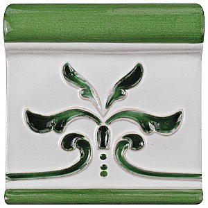 Novecento Friso Evoli Verdin 5-1/8" x 5-1/8" Ceramic Trim or Liner Tile - Sold Per Tile