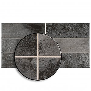 Kings Raku Black 15-3/4" x 7-7/8" Ceramic Wall Tile - Sold Per Case of 12 - 10.71 Square Feet
