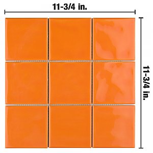Twist Square Orange Sunset 11-3/4" x 11-3/4" Ceramic Mosaic Tile - 10 Tiles Per Case - 9.8 Sq. Ft.