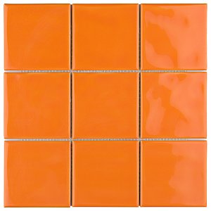 Twist Square Orange Sunset 11-3/4" x 11-3/4" Ceramic Mosaic Tile - 10 Tiles Per Case - 9.8 Sq. Ft.
