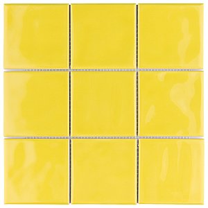 Twist Square Yellow Lemon 11-3/4" x 11-3/4" Ceramic Mosaic Tile - 10 Tiles Per Case - 9.8 Sq. Ft.