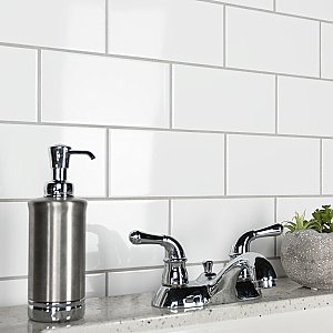 Projectos Glossy White 3-7/8"x 7-3/4" Ceramic Tile - Per Case of 50 Pieces - 11 Sq. Ft.
