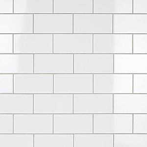 Projectos Glossy White 3-7/8"x 7-3/4" Ceramic Tile - Per Case of 50 Pieces - 11 Sq. Ft.