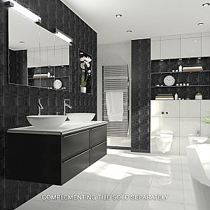 Triplex Fronteira Black 7-3/4" x 7-3/4" Ceramic W Tile - 25 Tiles Per Case - 10.5 Sq. Ft.