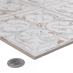 Antigua Lis White 13" x 13" Porcelain Wall Tile - Sold Per Case of 9 - 10.62 Sq. Ft.