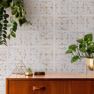 Antigua Lis White 13" x 13" Porcelain Wall Tile - Sold Per Case of 9 - 10.62 Sq. Ft.