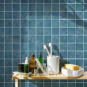 Resort Palm Green 12" x 12" Porcelain Mosaic Tile - 10 Tiles Per Case - 10.2 Sq. Ft.