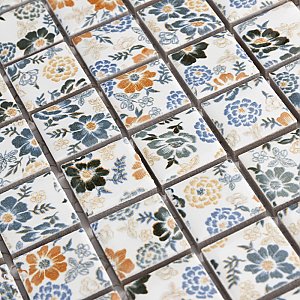 Spring Flower 12" x 12" Porcelain Mosaic Floor & Wall Tile - 10 Tiles Per Case - 10.2 Sq. Ft.