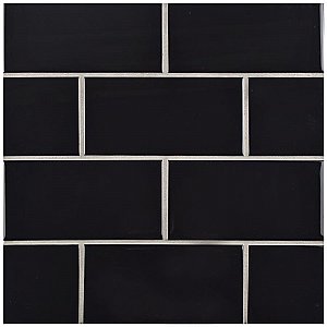 Park Slope 3" x 6" Subway Tile - Glossy Black - Sold Per Case of 86 Tile - 11.18 Square Feet