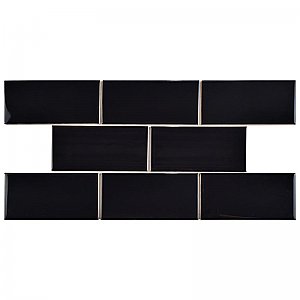 Park Slope 3" x 6" Subway Tile - Glossy Black - Sold Per Case of 86 Tile - 11.18 Square Feet