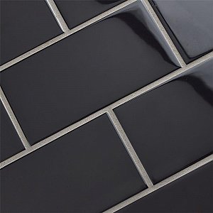 Park Slope 3" x 6" Subway Tile - Glossy Black - Sold Per Case of 86 Tile - 11.18 Square Feet
